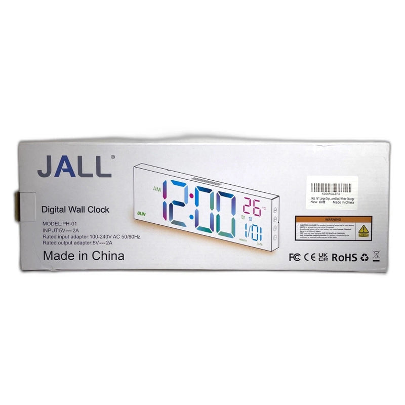 Jall 10.5 Inch Digital Large Alarm Clock 8-in-1 RGB Black Display Pack of 2 New