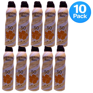 Hawaiian Tropic Weightless Hydration Sunscreen Spray SPF 50 10 Pack Exp 03/27