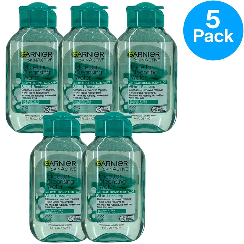 Garnier SkinActive Micellar Cleansing Water Hyaluronic Acid Aloe 3.4oz 5 Pack