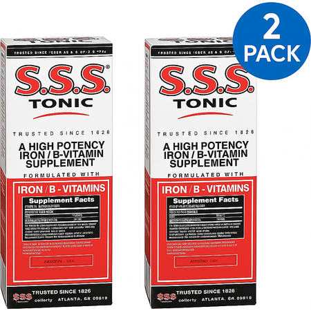 S.S.S. Tonic Iron B-Vitamin Supplement 10oz 2 Pack Exp 05/2028 New