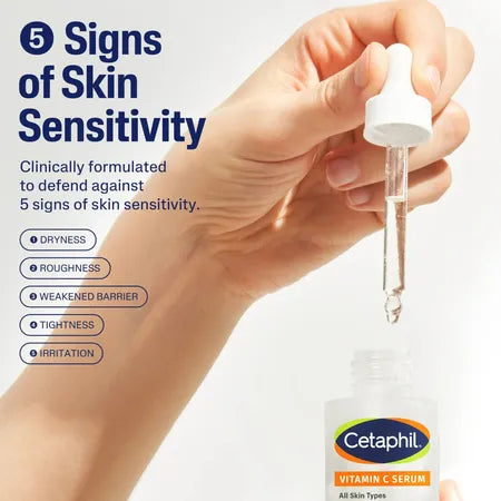CETAPHIL Vitamin C Serum, Lightweight Serum for All Skin Types, 1 fl oz, Vitamin C, Niacinamide & Sunflower Seed Oil 5