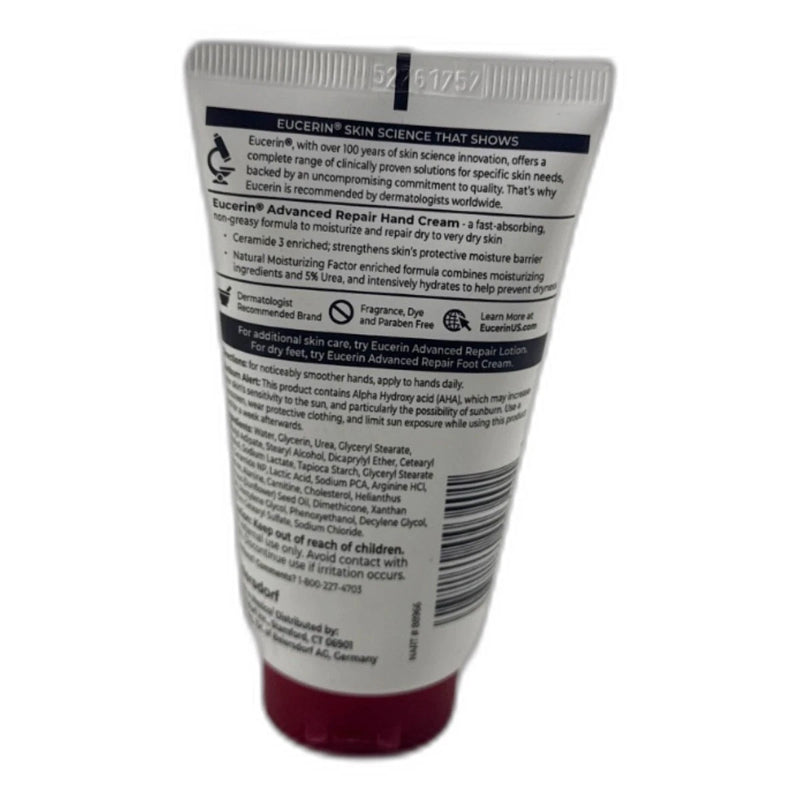 Eucerin Advanced Repair Hand Cream 2.7oz for Very Dry Skin Pack of 3 New