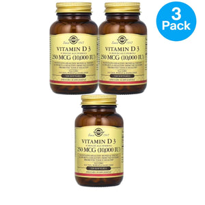 Solgar Vitamin D3 250 mcg 10,000 IU Immune Bone Health 120 Softgels 3 Pack New