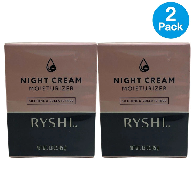 RYSHI Night Cream Moisturizer Silicone Sulfate Paraben Free Vegan 1. 6 OZ 2 Pack