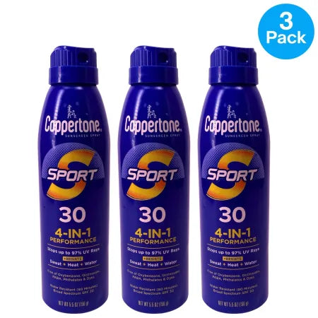 Coppertone Sport SPF 30 Sunscreen Spray 5.5oz 3 Pack New