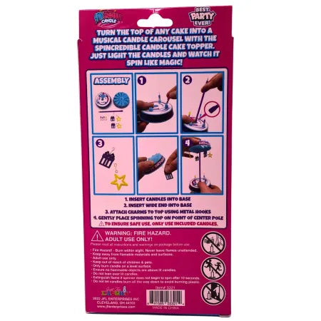 Spincredible Musical Spinning Birthday Cake Candle Topper 6 Pack