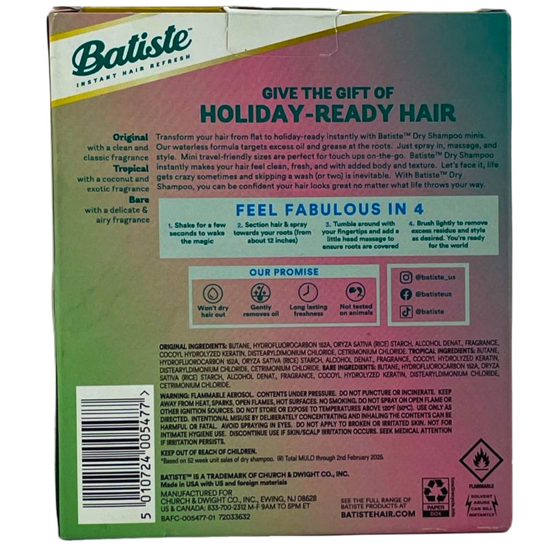 Batiste Refresh To Impress Dry Shampoo Minis Holiday Gift Set 90g 5 Pack Bundle