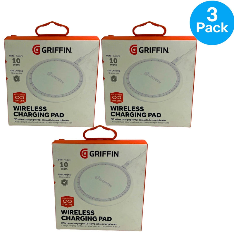 Griffin 10W Wireless Charging Pad White Qi-Compatible Fast Charger 3 Pack