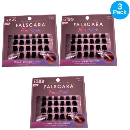 KISS Falscara Faux Mink 3D Lash Extension Effect 3 Pack New