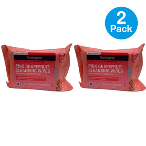 Neutrogena Pink Grapefruit Cleansing Wipes 25 Count 2 Pack box