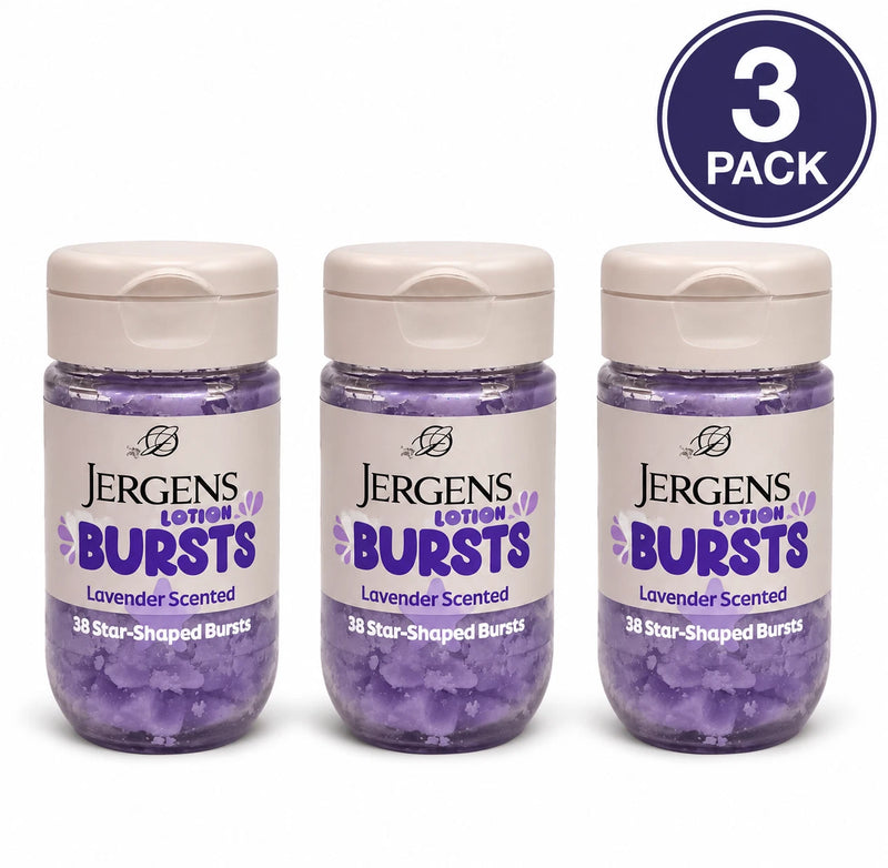 Jergens Lotion Bursts Lavender Scented Star-Shaped Bursts 38 Count 3 Pack Bundle