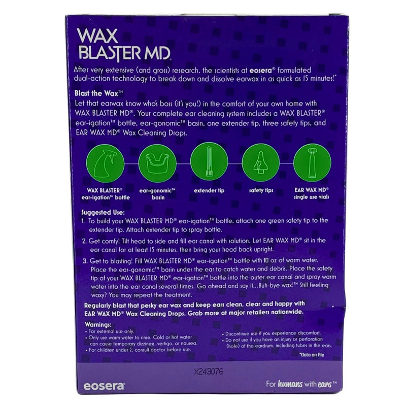 Eosera Wax Blaster MD Ear Wax Cleaning System with Ear-igation Bottle 4 Pack New