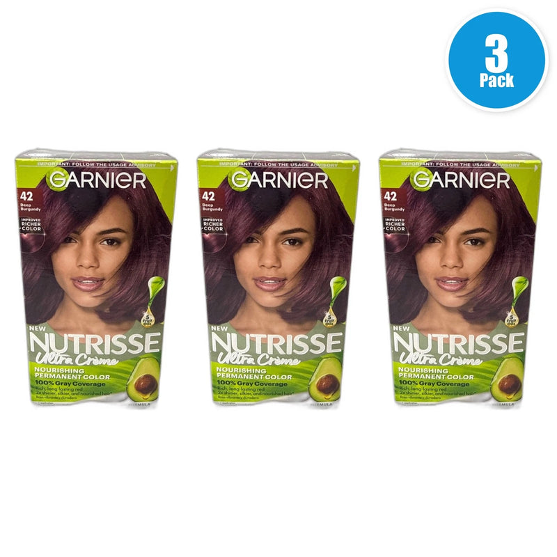 Garnier Nutrisse Nourishing Creme Hair Color 42 Deep Burgundy Pack of 3 New