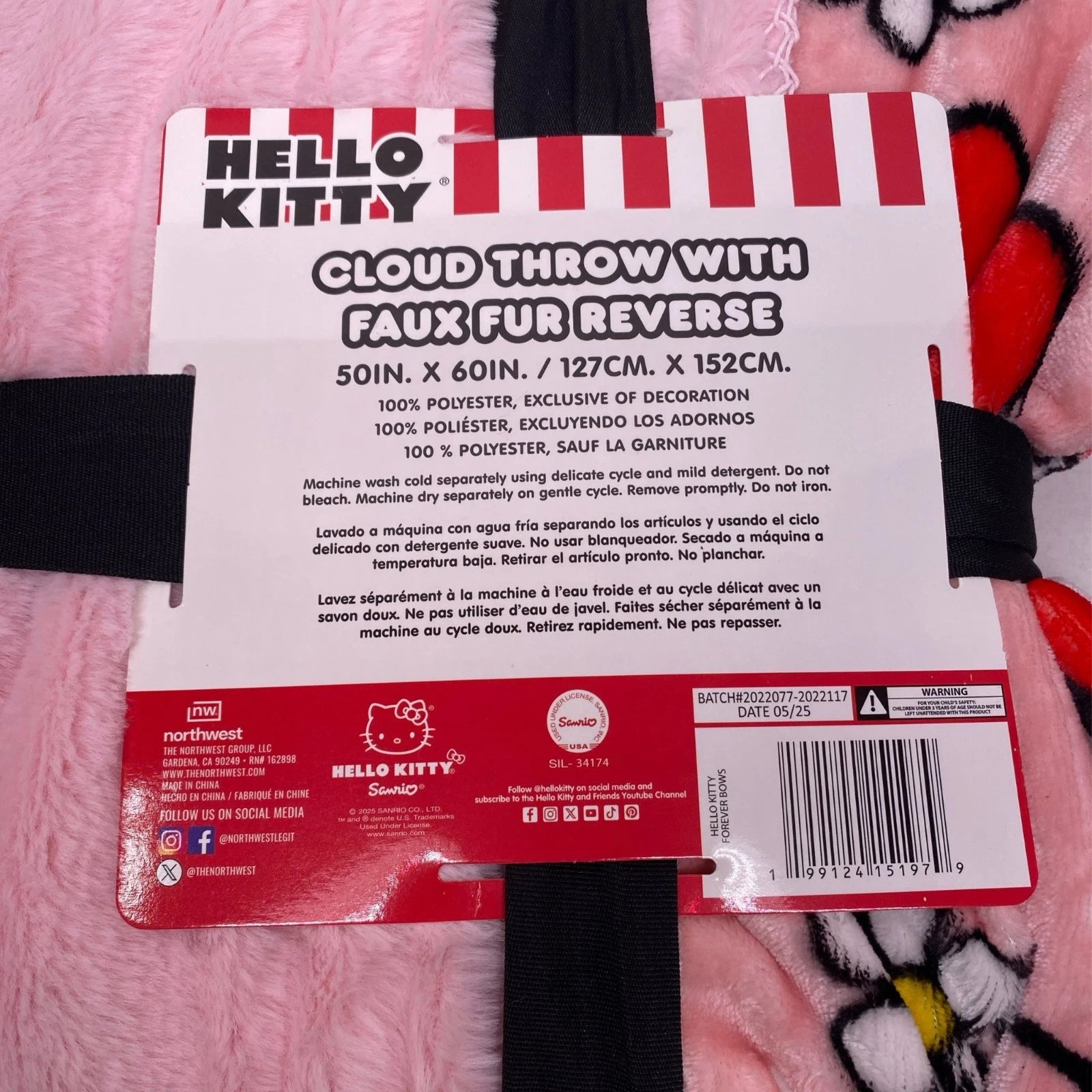 Hello Kitty Cloud Throw Blanket Faux Fur 50x60 2 Pack New