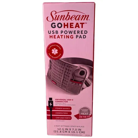 Sunbeam GoHeat USB Powered Heating Pad 12.5 x 7.5 in New
