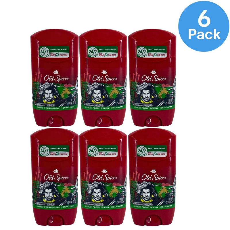 Old Spice Aquaman Fresh Ocean SeaStorm Antiperspirant 2.6oz 6 Pack New 10/2026