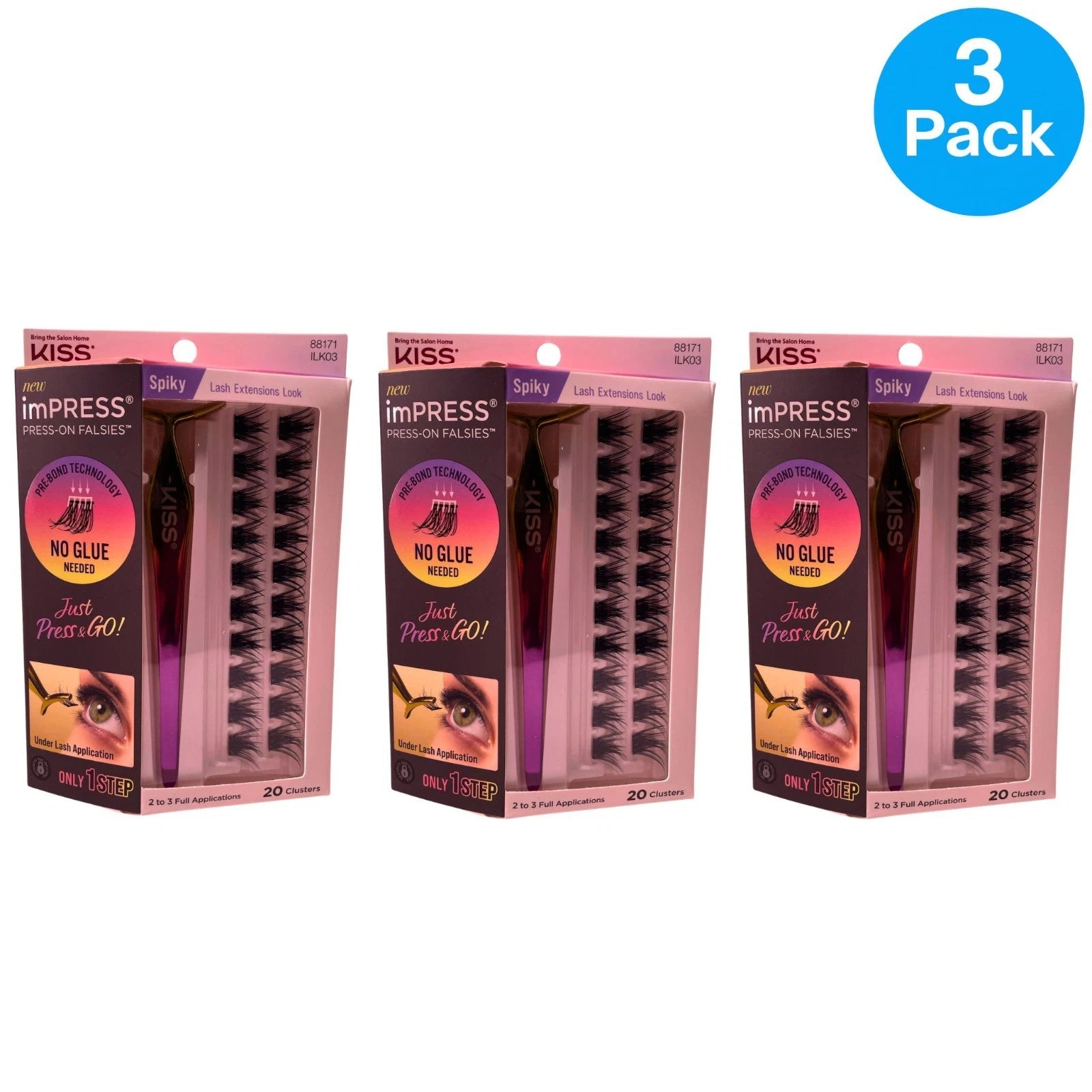 KISS imPRESS Press-On Falsies Spiky 20 Clusters 3 Pack New