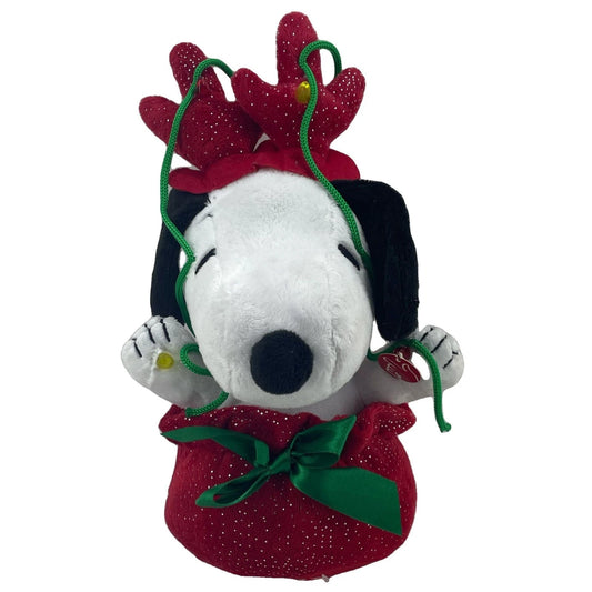Peanuts Snoopy Light-Up Reindeer Christmas Animated Plush New