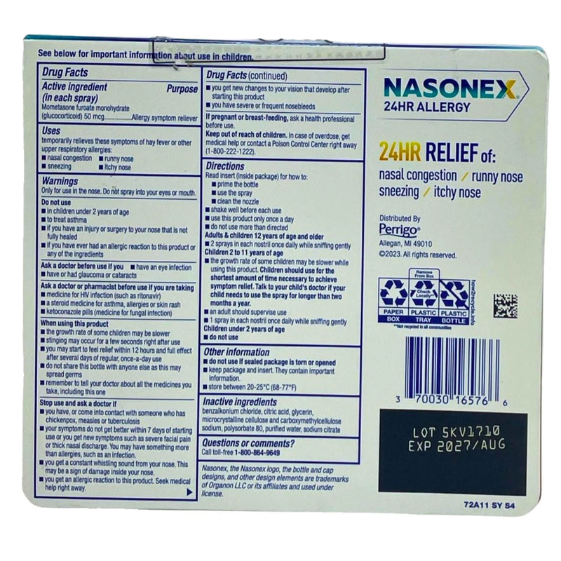 Nasonex 24HR Allergy Relief Nasal Spray 60 Sprays 0.34oz 4 Pack New 08/2027
