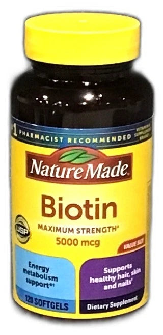 Nature Made Biotin 5000 mcg Softgels Maximum Strength Exp 06/27 Pack of 2 New