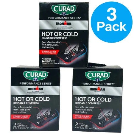 2 Curad Performance Series Hot or Cold Reusable Compress (3 Pack) New, Sz SMALL