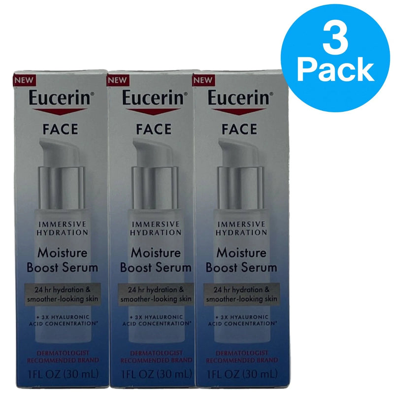 Eucerin Face Immersive Hydration Moisture Boost Serum Hyaluronic Acid 1oz 3 Pack