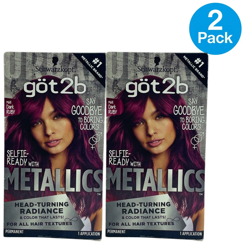 göt2b Metallics Permanent Hair Color M68 Dark Ruby Shimmering Tones 2 Pack New