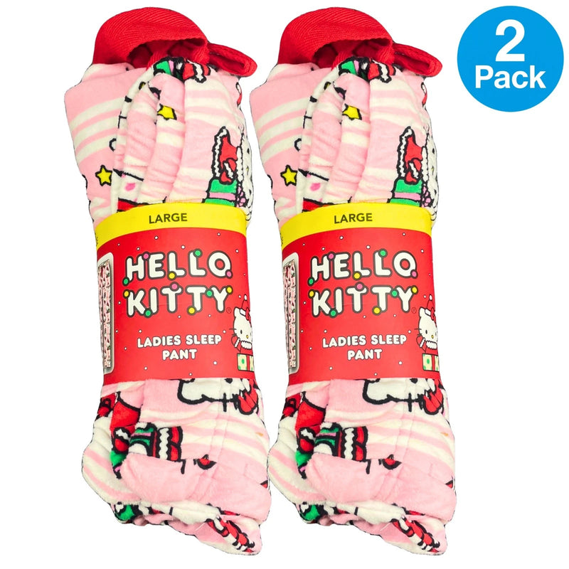 Hello Kitty Sanrio Holiday Fleece Ladies Sleep Pant Pink Size Large 2 Pack