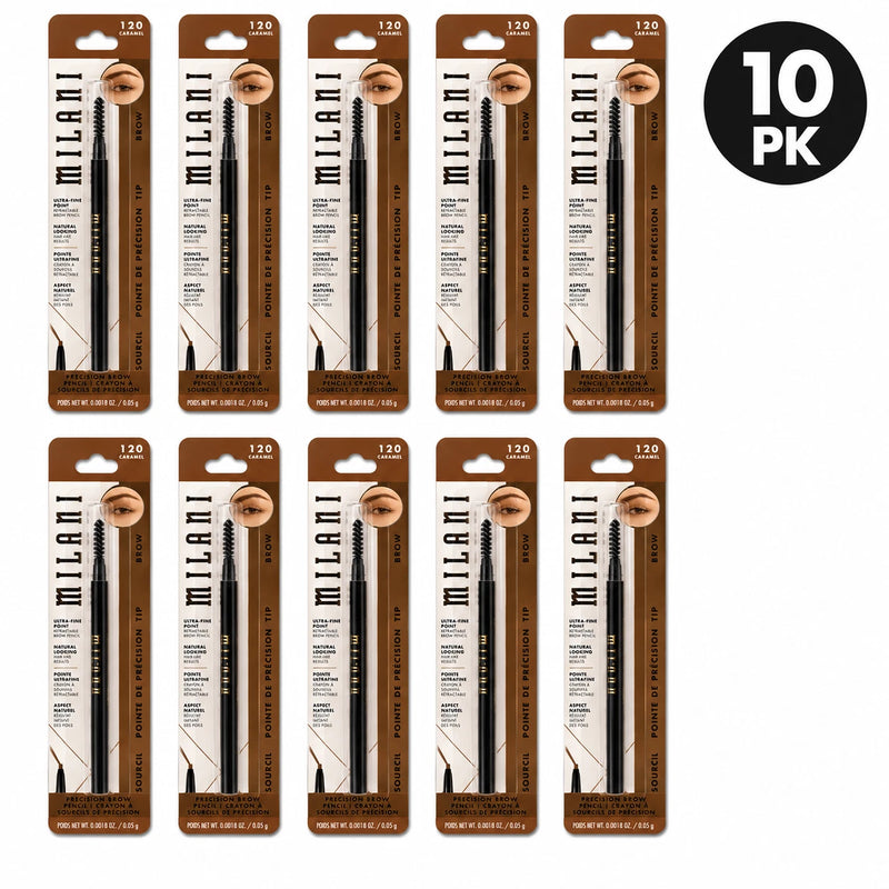 Milani Precision Brow Pencil 120 Caramel Ultra-Fine Eyebrow Pencil 10 Pack