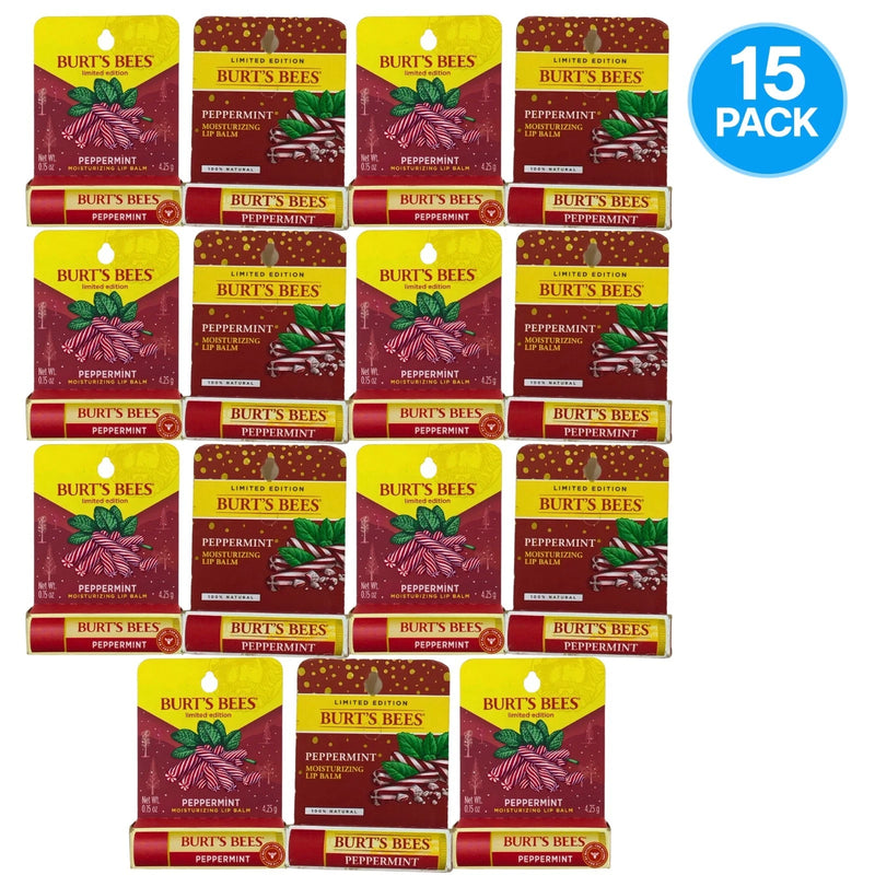 Burt's Bees Peppermint Moisturizing Lip Balm Limited Edition Cards 0.15 Oz 15 Pa