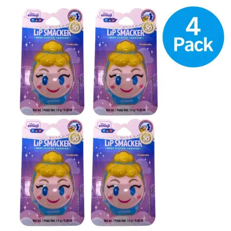 Disney emoji Lip Smacker Cinderella BibbityBobbityBerry Lip Balm 4 Pack New