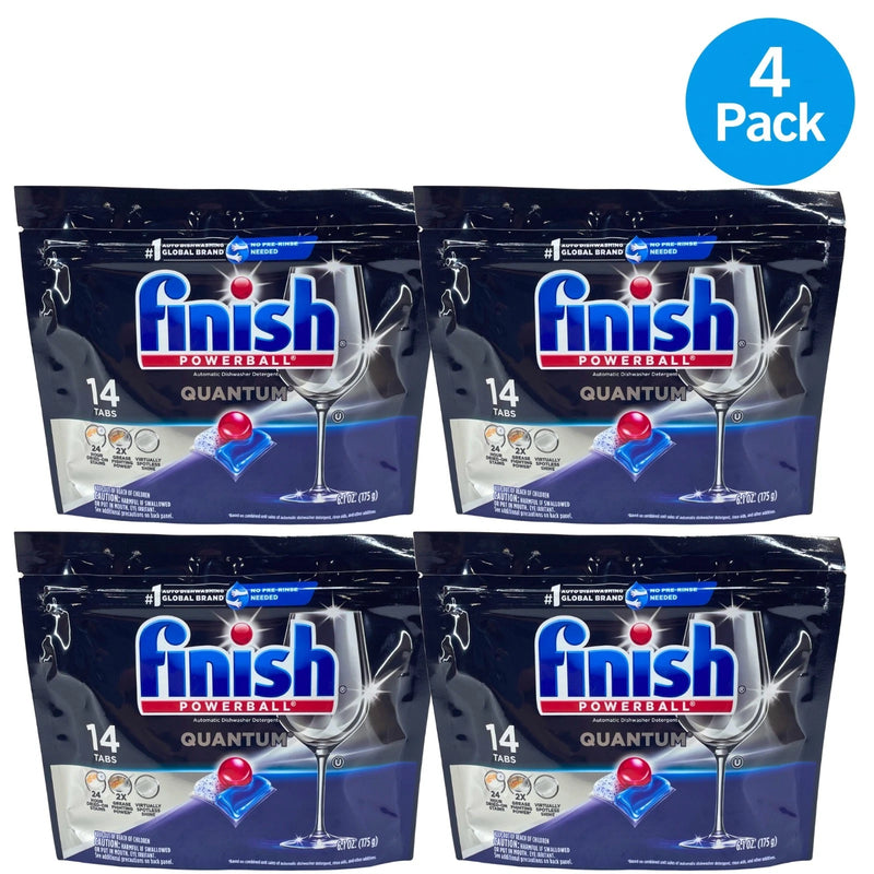 Finish Quantum Powerball Automatic Dishwasher Detergent Tabs 14 Count Pouch 4 Pa