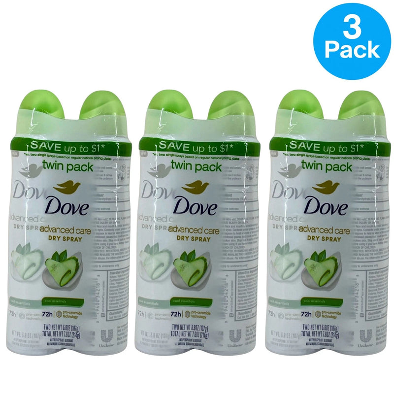 Dove Advanced Care Dry Spray Cool Essentials Twin Pack 3 Bundle EXP 08/2027
