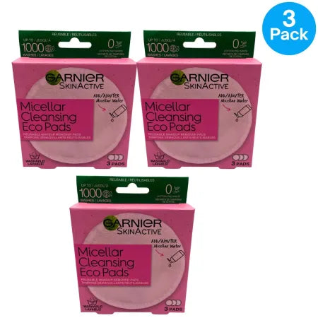 Garnier SkinActive Micellar Cleansing Eco Pads 3ct (3 Pack) New