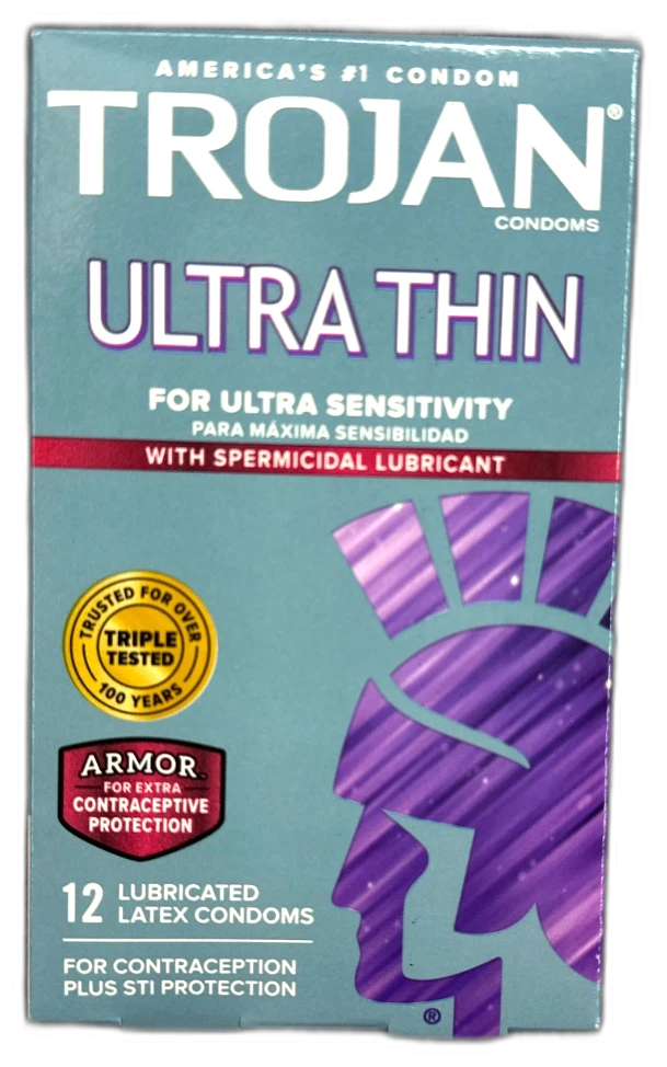 TROJAN Ultra Thin Lubricated Latex Condom Exp 06/28 Pack of 3 New