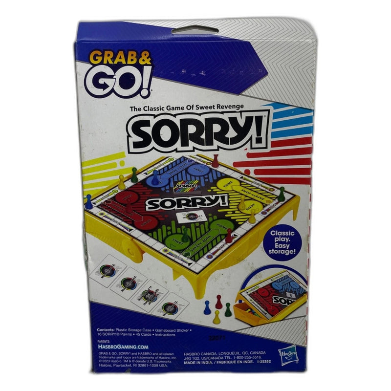Hasbro Gaming Sorry Grab and Go Board Game Family Fun Play Party Pack of 2 New