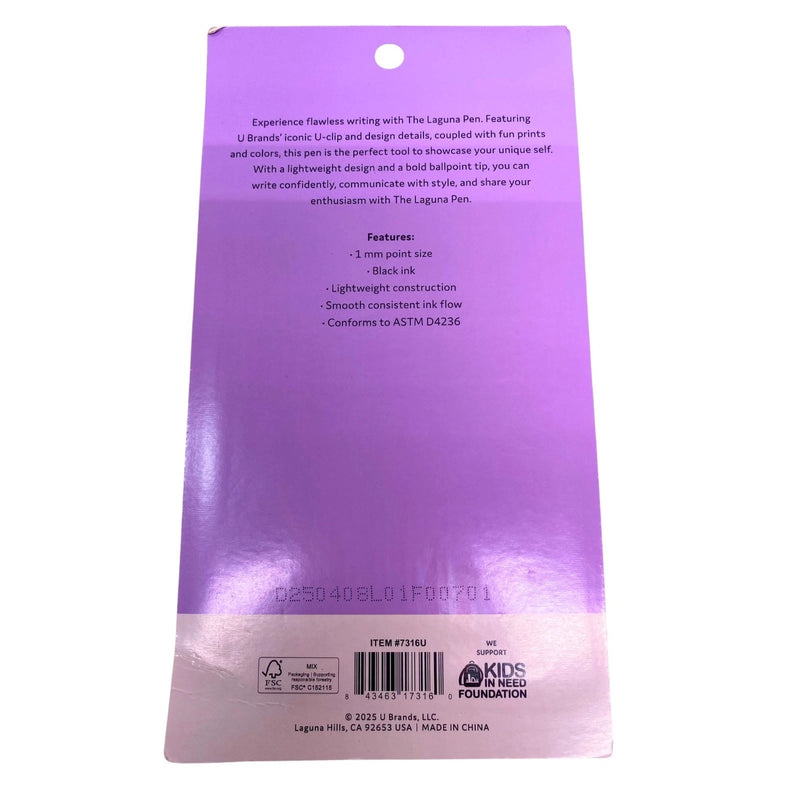 U Brands The Laguna Ballpoint Pens 1mm Black Ink Abstract Prints 6ct 5 Pack