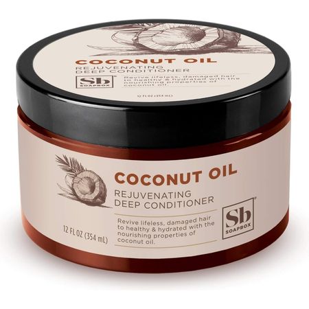 Soapbox Deep Conditioner, Hydrating & Rejuvenating Coconut Oil Treatment for Natural, Curly, Dry or Damaged Hair, Vegan Conditioner Sulfate, Paraben & Cruelty & Silicone Free, 12 Fluid Ounces