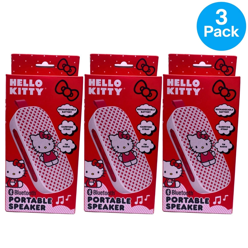 Hello Kitty Bluetooth Portable Speaker Wireless FM Radio Carrying Strap 3 Pack