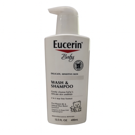 Eucerin Baby Wash & Shampoo 13.5oz 2in1 Tear-Free Formula 1 Pack New