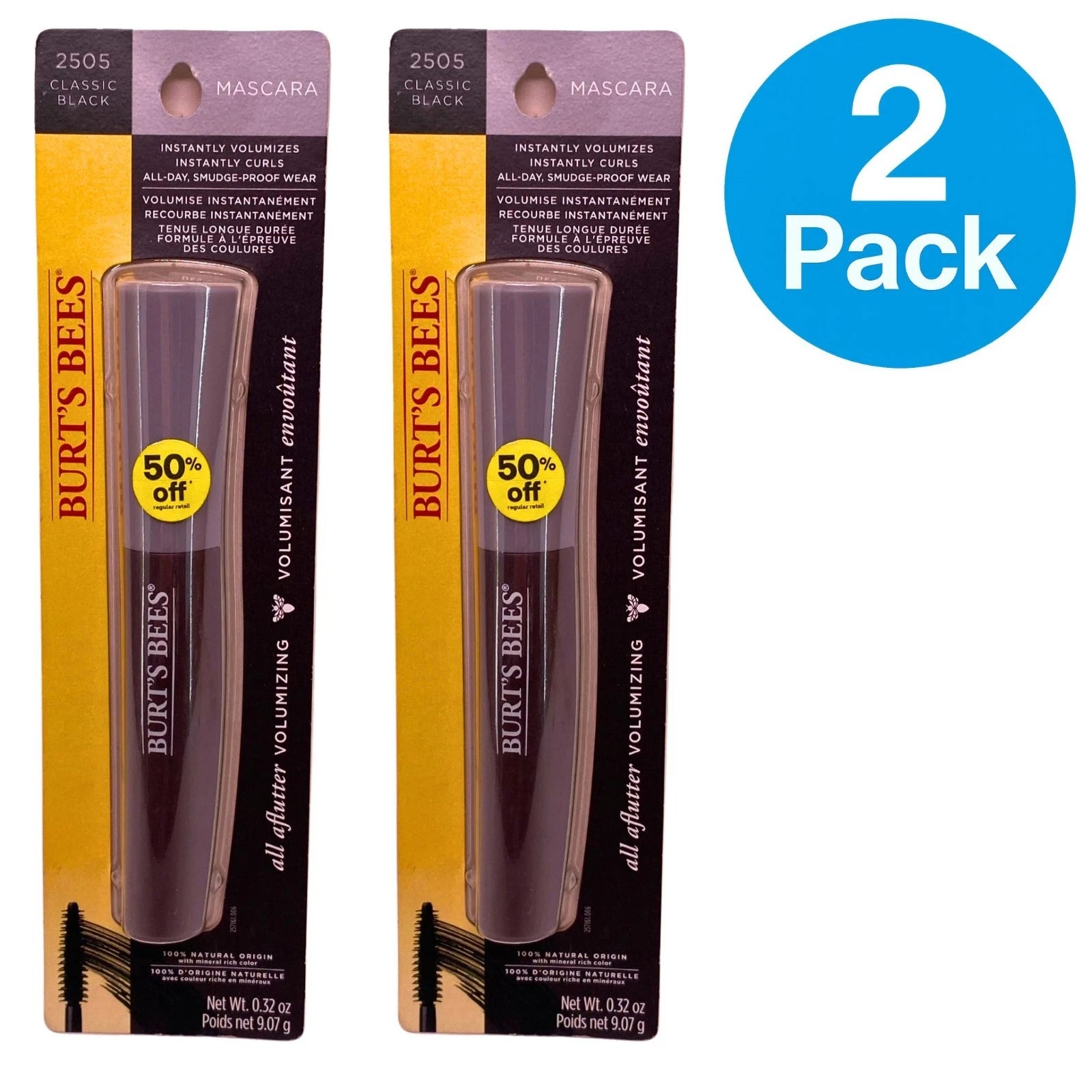 Burt's Bees All Aflutter Volumizing Mascara - 2505 Classic Black, 100% Natural 1