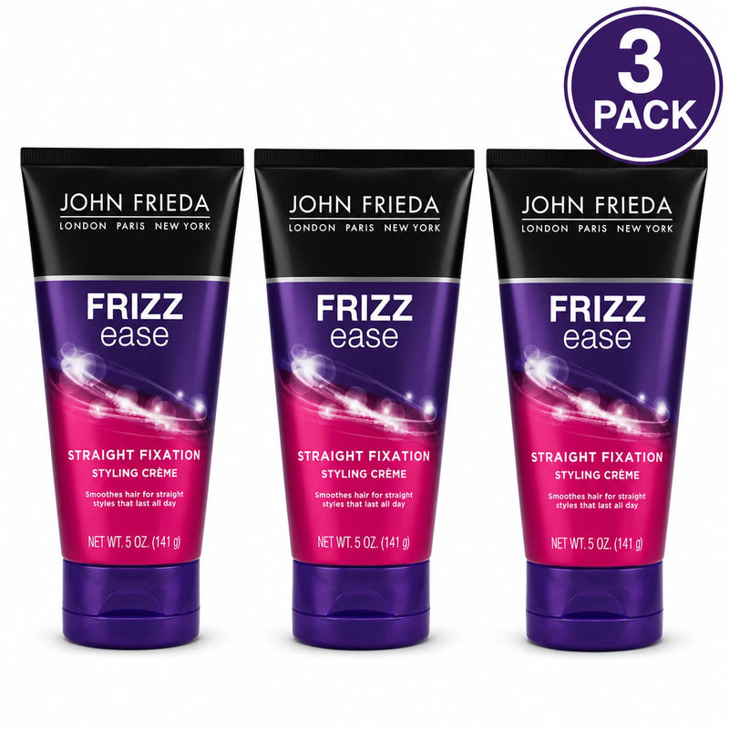 John Frieda Frizz Ease Straight Fixation Styling Crème Smooth Hair 5 oz 3 Pack