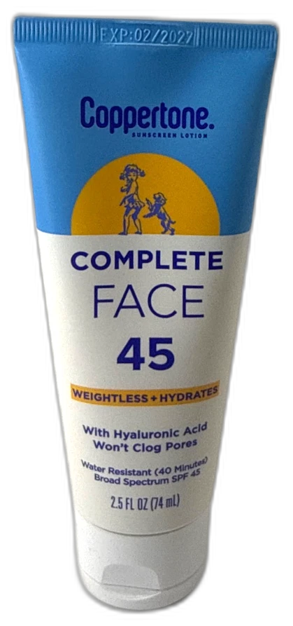 Coppertone Complete 45 Face Sunscreen Water Resistant Exp 02/27 Pack of 6 New