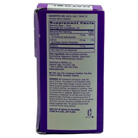 Natrol Melatonin 10mg Time Release Sleep Aid 100 Tablets 6 Pack Exp 07-31-2026