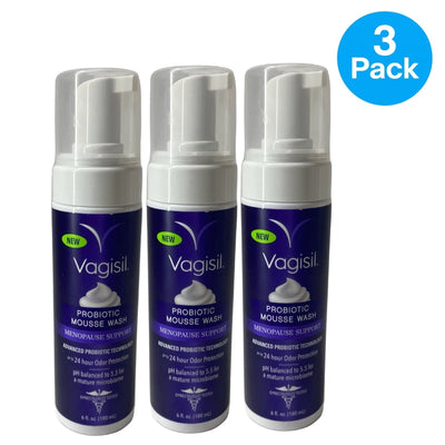 Vagisil Probiotic Mousse Wash Menopause Support 6 fl oz 3 Pack New