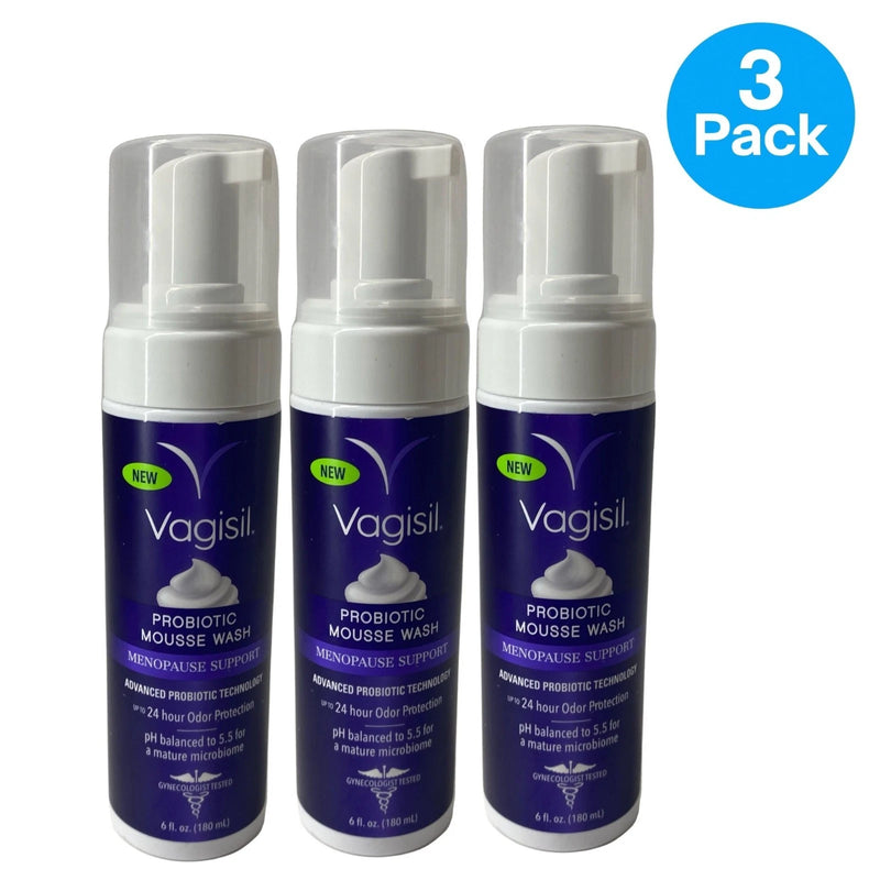 Vagisil Probiotic Mousse Wash Menopause Support 6 fl oz 3 Pack New