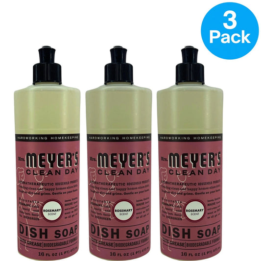 Mrs. Meyer's Rosemary Dish Soap 16 fl oz 3 Pack New