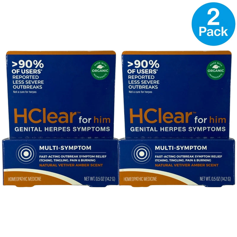 HClear for Him Genital Herpes Symptoms Relief Ointment Vetiver Amber 0.5 Oz 2 Pa
