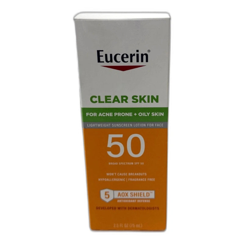 Eucerin Clear Skin Acne Prone Sunscreen 50 Broad Spectrum 2.5fl Exp 04/27 New