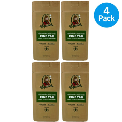 Dr. Squatch Men's Natural Body Wash Pine Tar Real Soap Formula 14 fl oz 4 Pack
